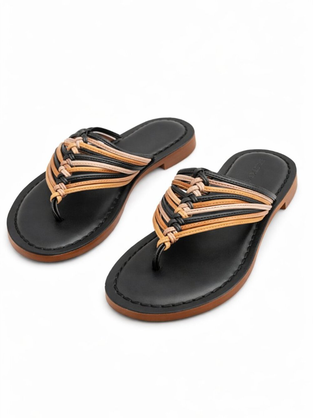 Bernardo Black Tan Leather Strappy Sandals Women's 6.5